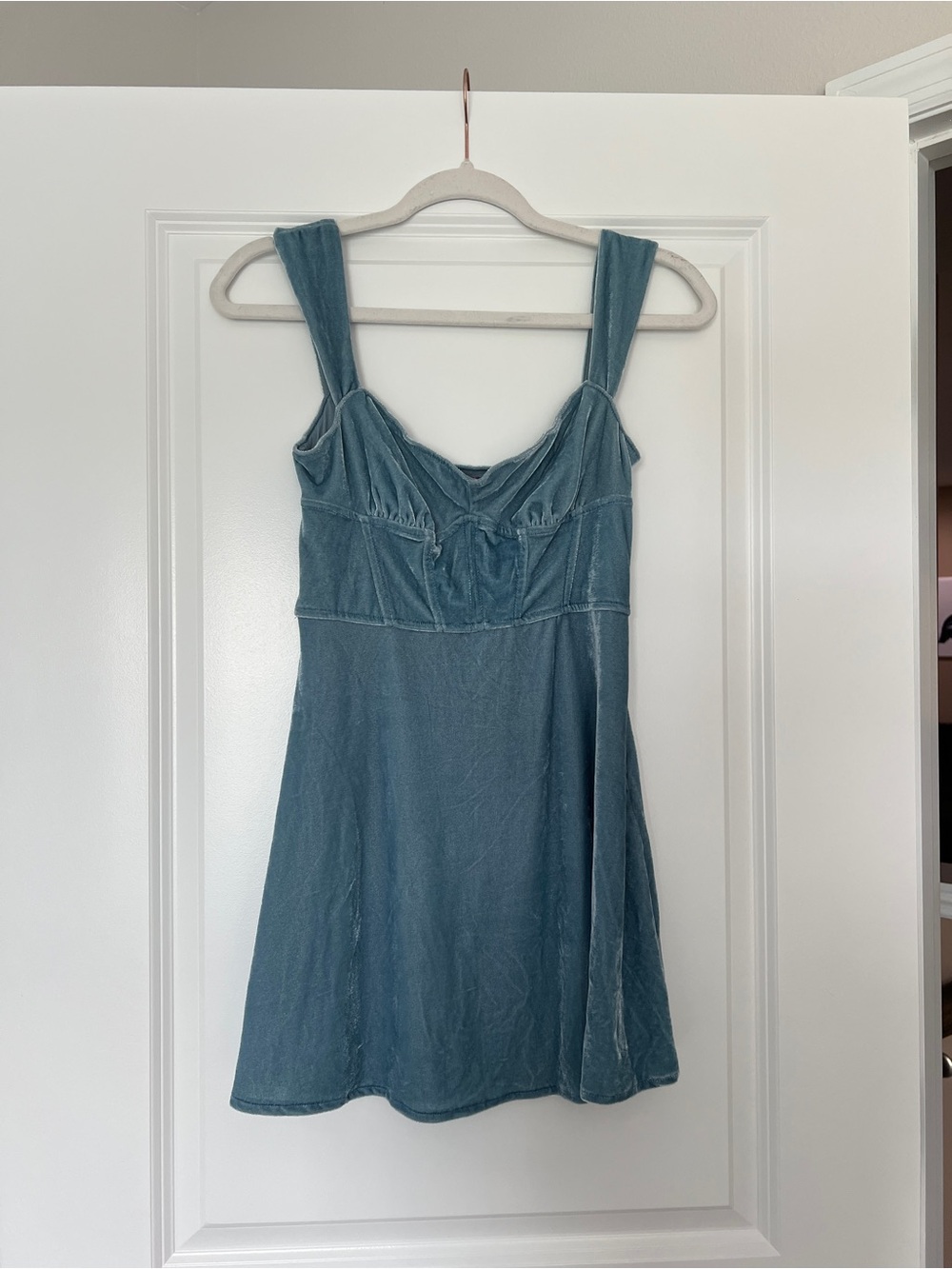Urban Outfitters Teal Velvet Mini Dress